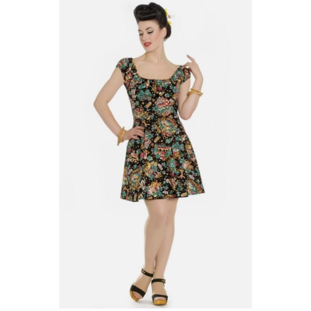 Hell Bunny Vixen Women's Size M Monte Carlo Mini Dress Rockabilly Fit & Flare